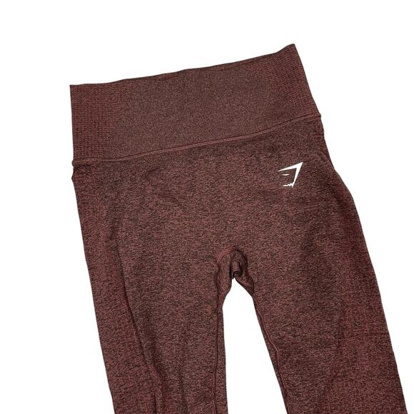 GYMSHARK Leggings Heathered Maroon S Flattering Form Fitting Stretchy Athletic - Picture 5 of 8